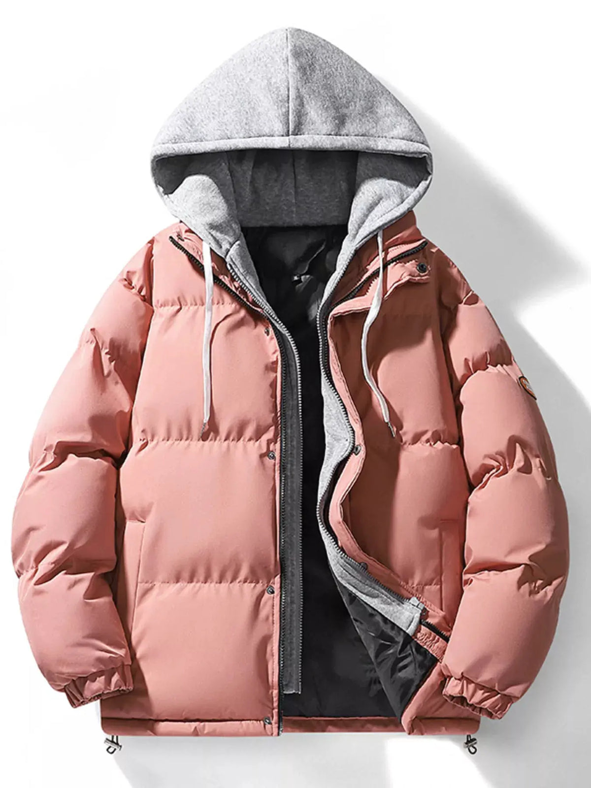 Men's Plus Size Hooded Padded Puffer Jacket by Partner Label