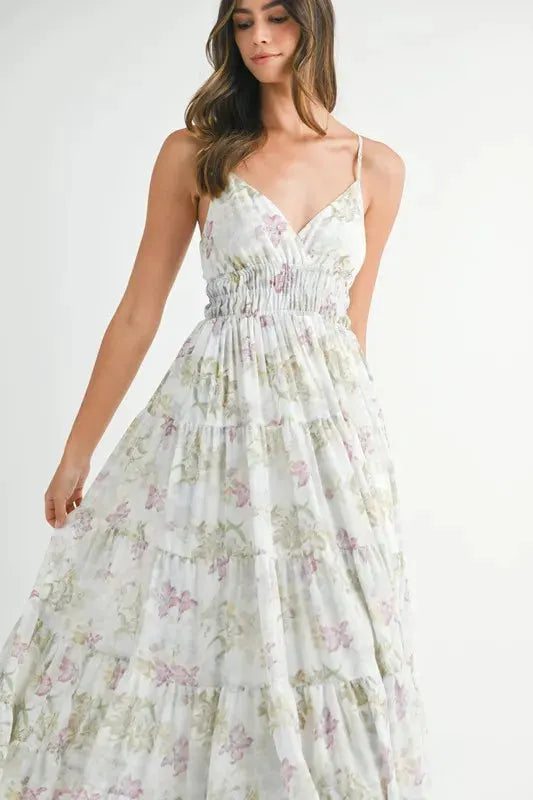 MABLE Floral Print Tiered Cami Maxi Dress by MABLE