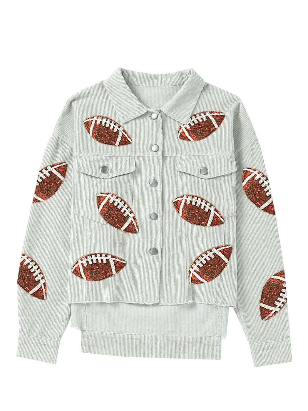 Football Sequin Button Up Dropped Shoulder Jacket by Partner Label
