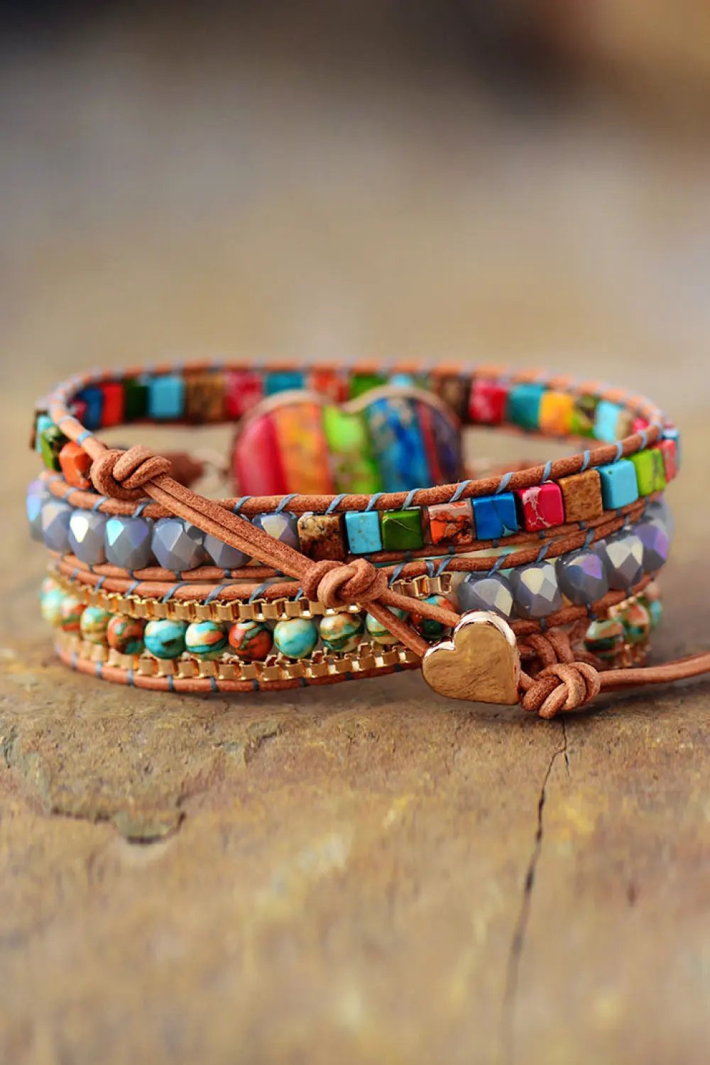 Imperial Jasper & Crystal Layered Bracelet by Partner Label