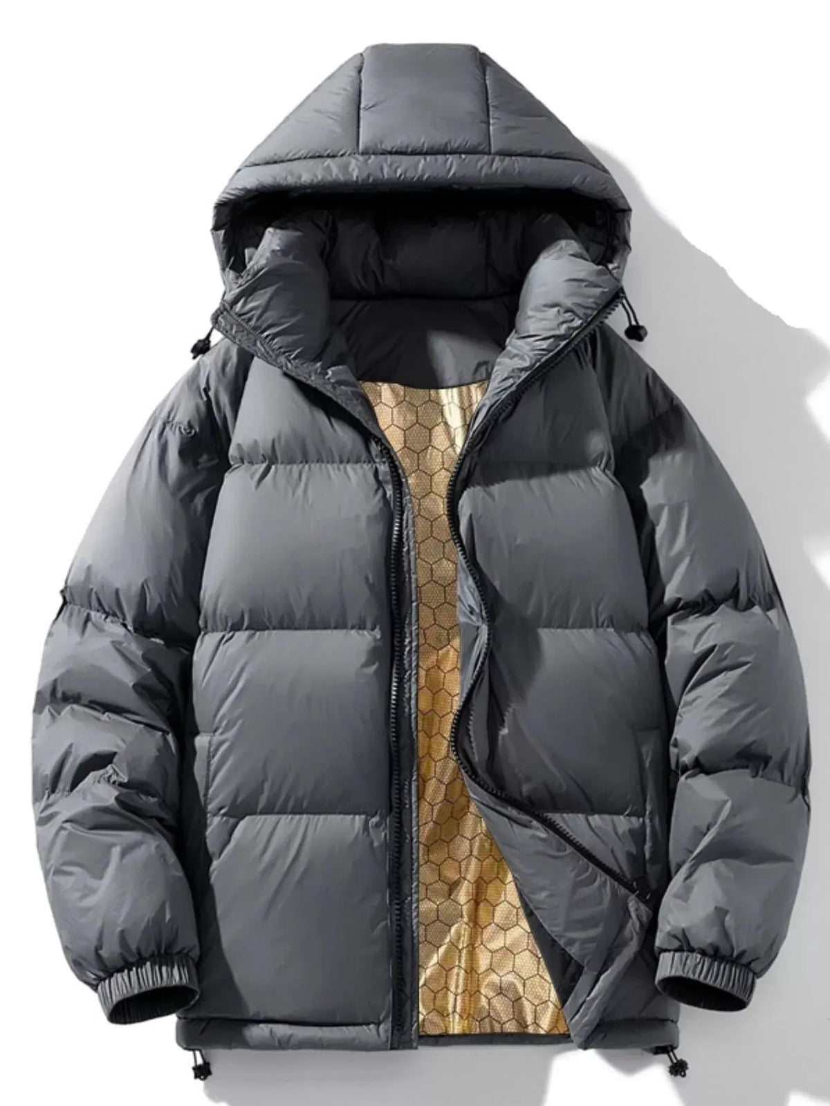 Men's Full Size Zip Up Warm Padded Hooded Puffer Jacket Plus Size by Partner Label