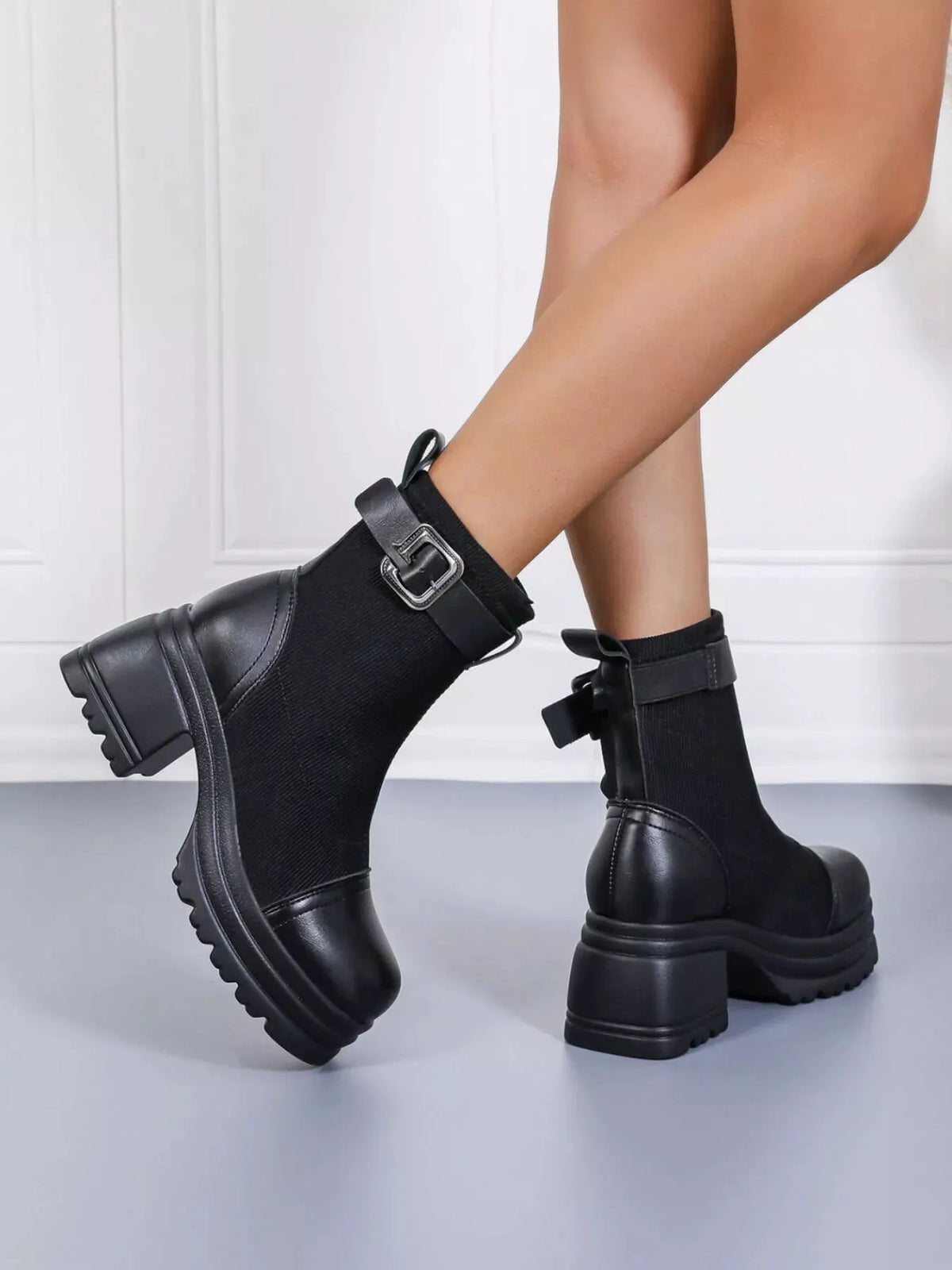 Round Toe Block Heels Boots by Partner Label