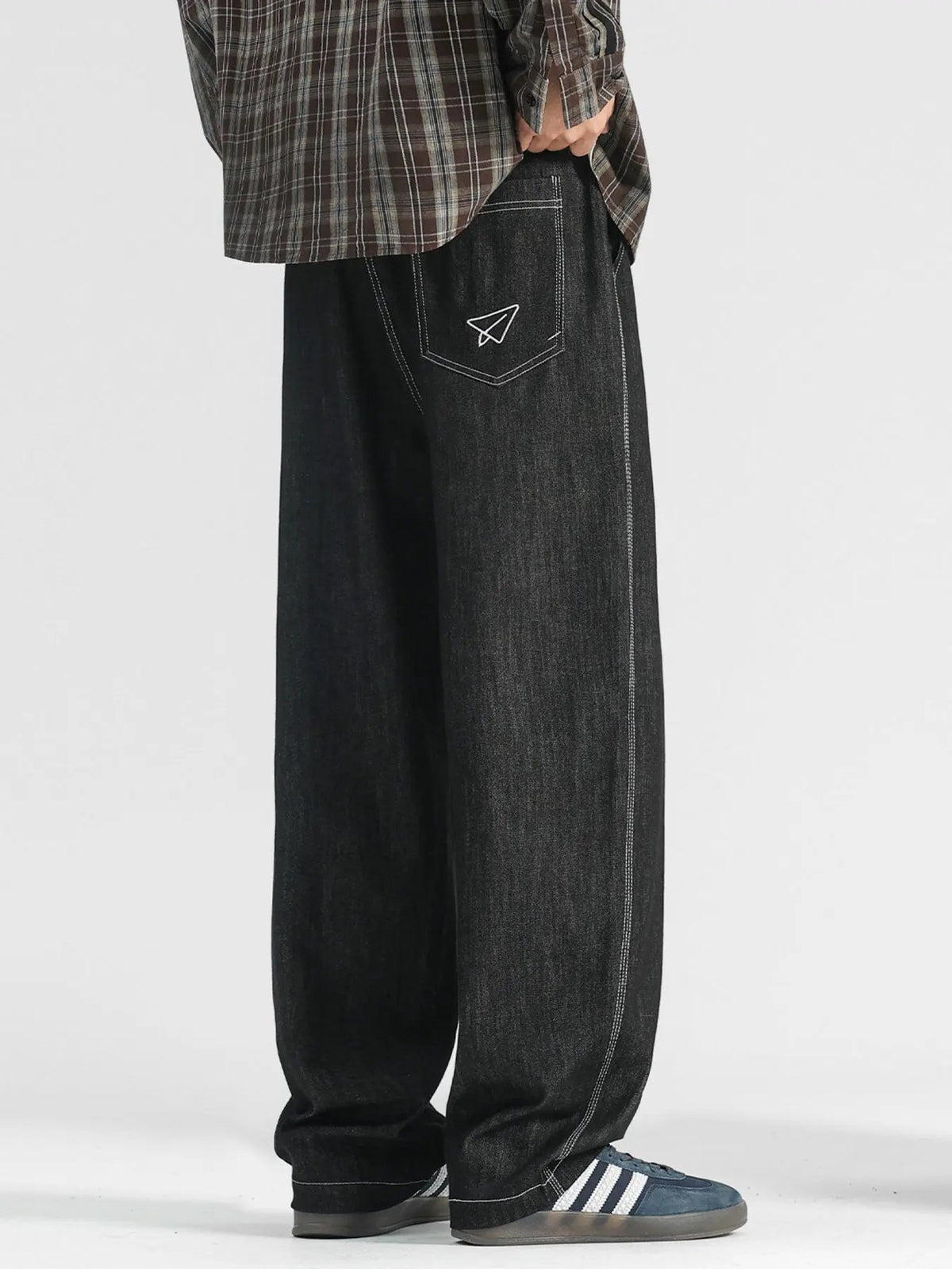 Men's Plus Size Wide Leg Drawstring Jeans by Partner Label