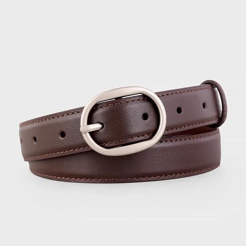 Oval Buckle Leather Belt by Trendsi