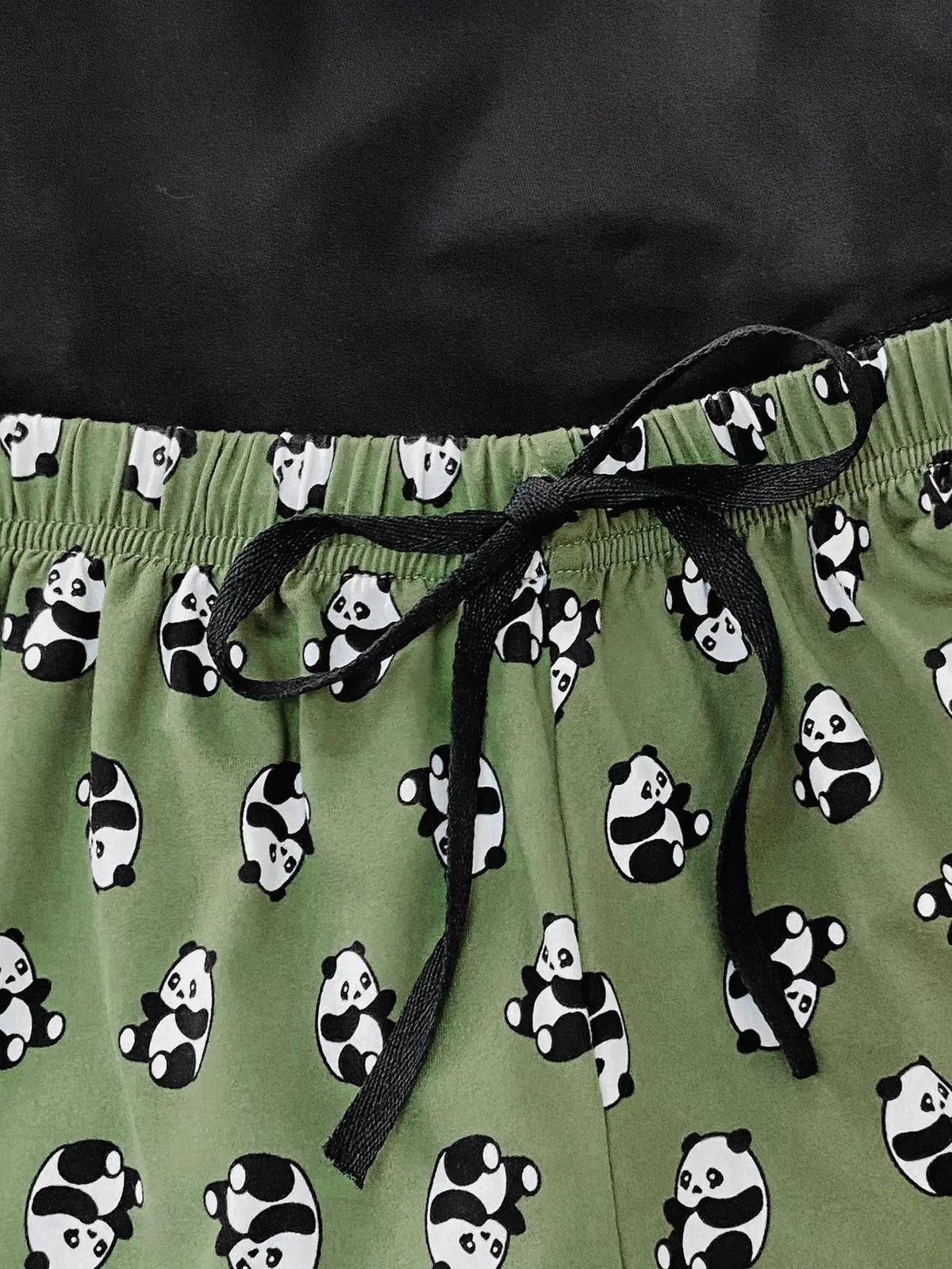 Graphic Tee and Panda Print Shorts Lounge Set by Partner Label