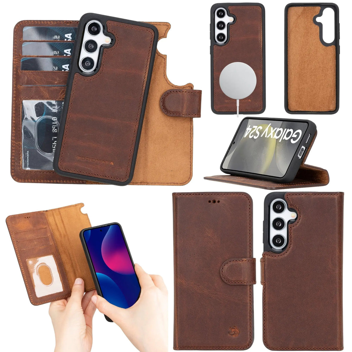 Buffalo Leather Samsung Galaxy S24 Wallet with Detachable Case by TORONATA