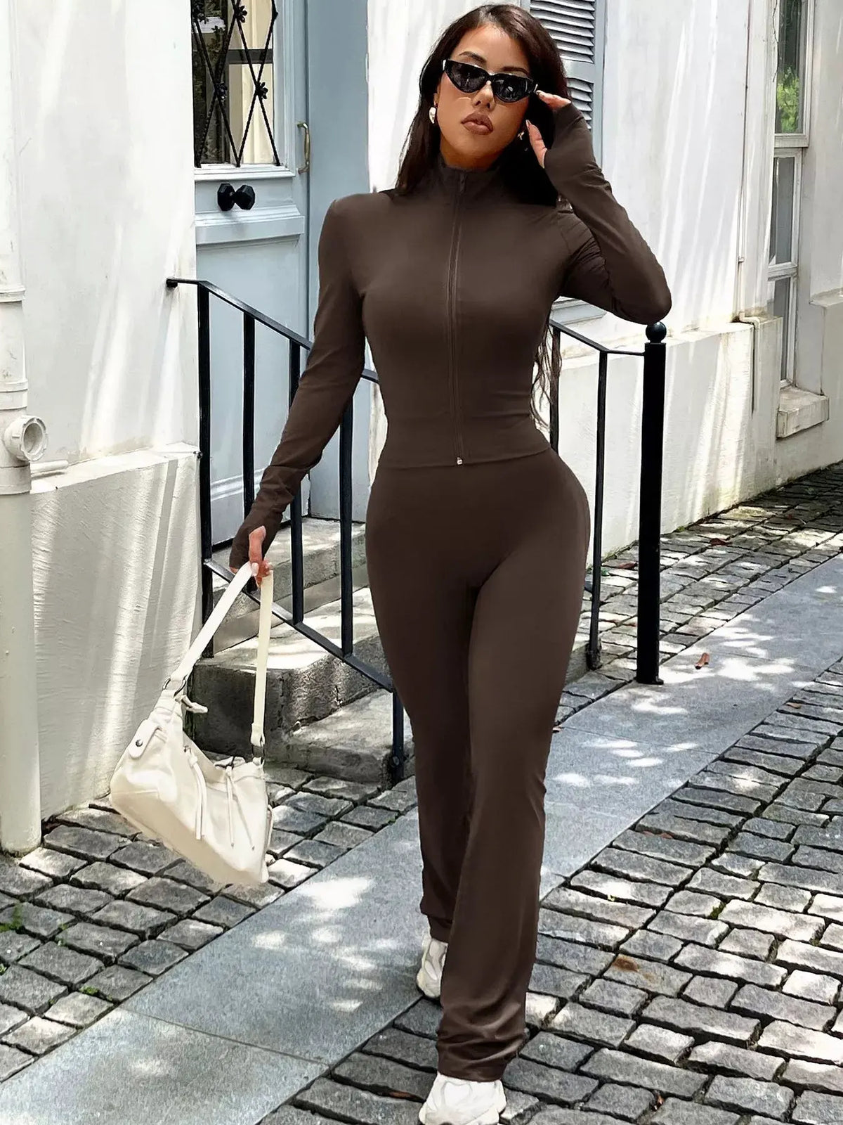 Zip Up Long Sleeve Outerwear and Pants Active Set by Partner Label