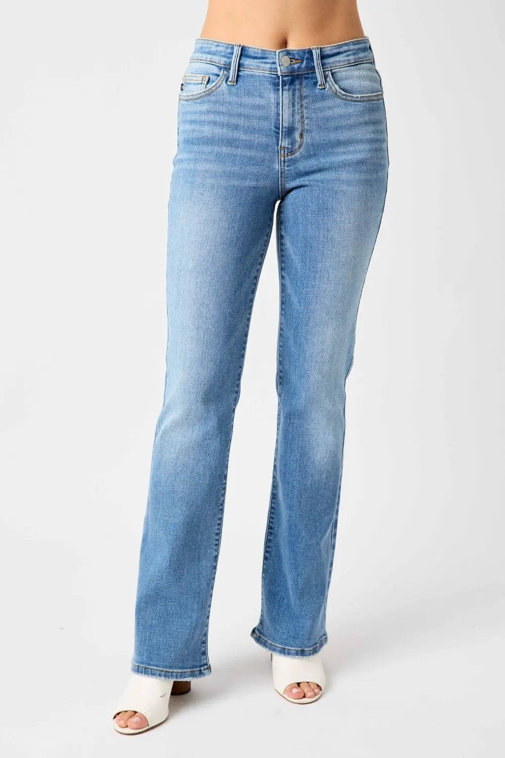 Judy Blue Full Size Mid-Rise Waist Straight Jeans by Judy Blue