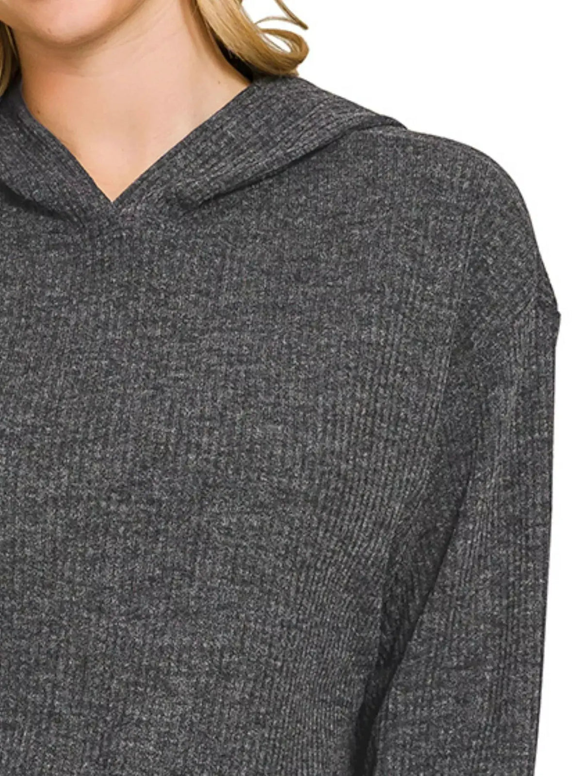 Zenana Ribbed Long Sleeve Hoodie by Zenana