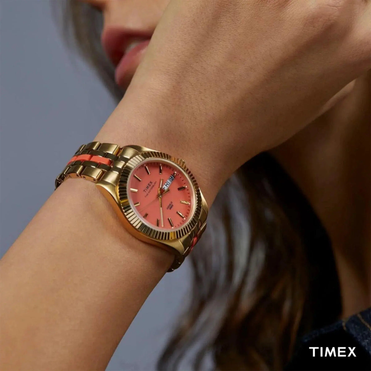 Timex Women's Gold Stainless Steel Watch, Orange Dial | Tw2u82700 by TIMEX