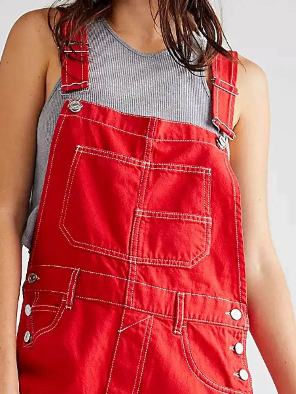Wide Strap Square Neck Denim Overalls by Partner Labels