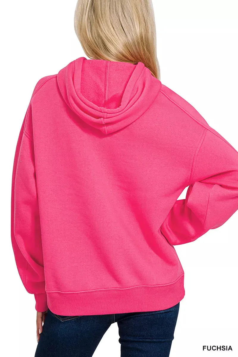 Zenana Drawstring Relaxed Fit Fleece Hoodie by Zenana
