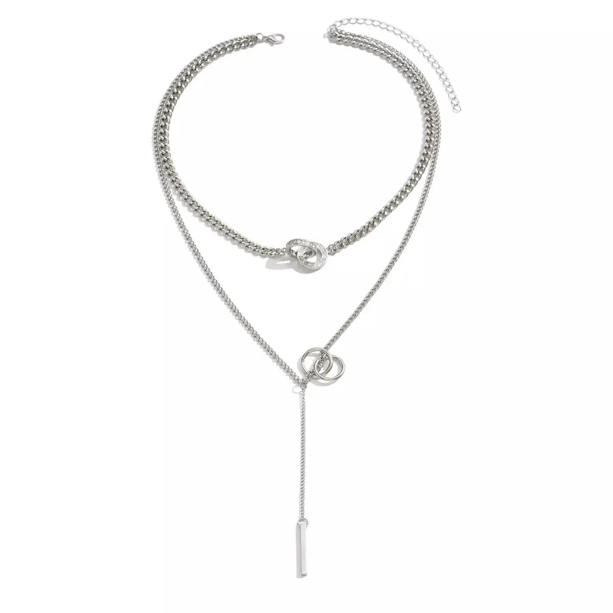 Double Layered Chain Y-Shaped Pendant Necklace by Partner Labels