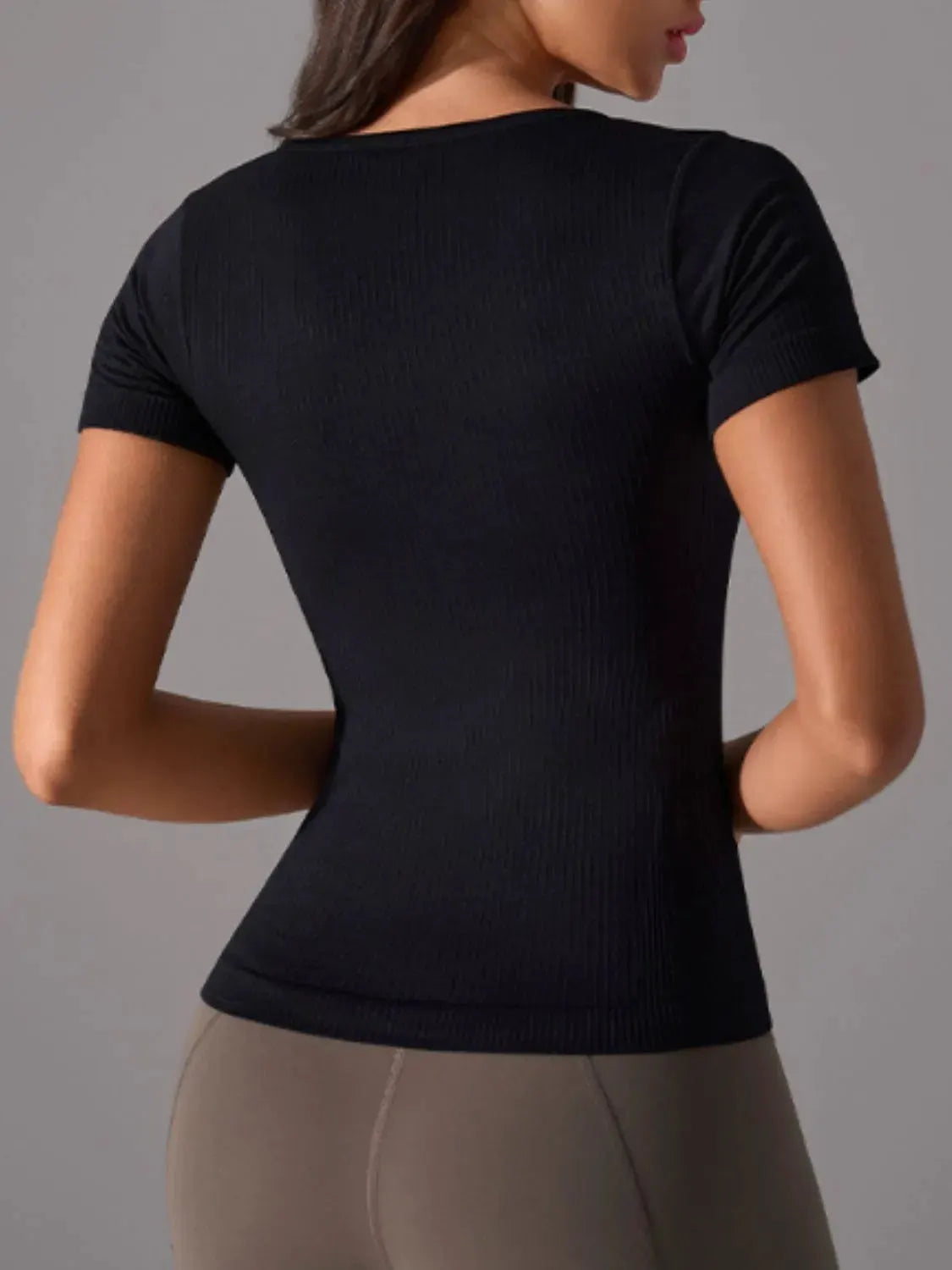 Square Neck Active T-Shirt with Detachable Chest Pads by Partner Label