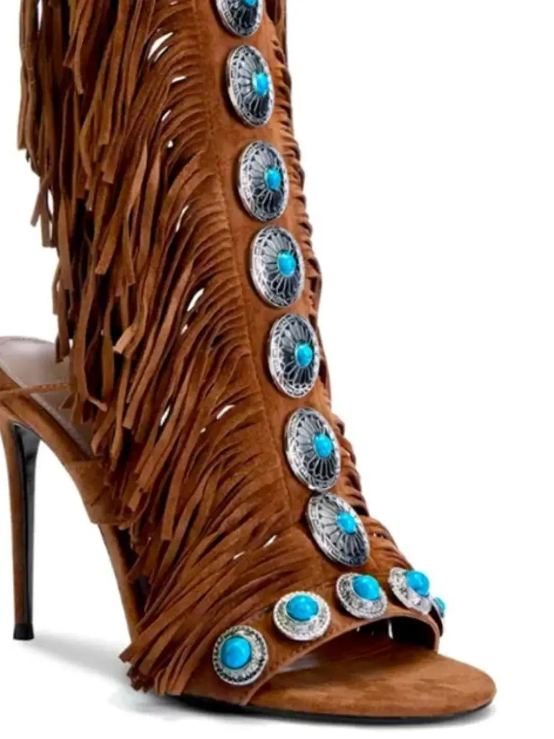 Fringe Lace Up High Heel Sandal by Partner Label