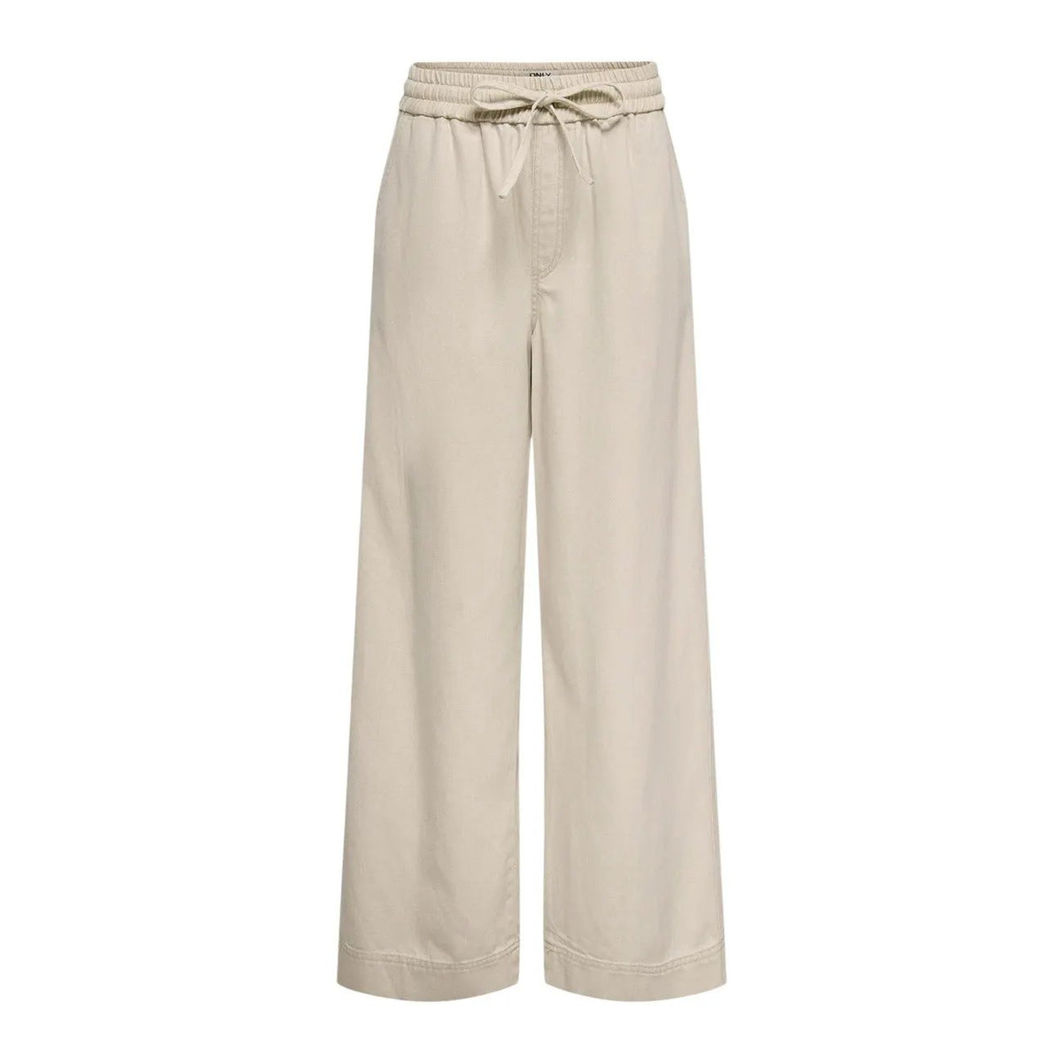 Only Women Beige Wide Leg Trousers Drawstring Waist Comfortable Lyocell by Only