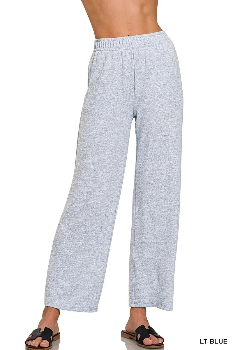 Zenana Soft Melange Hacci Elastic Waistband Lounge Pants by Zenana