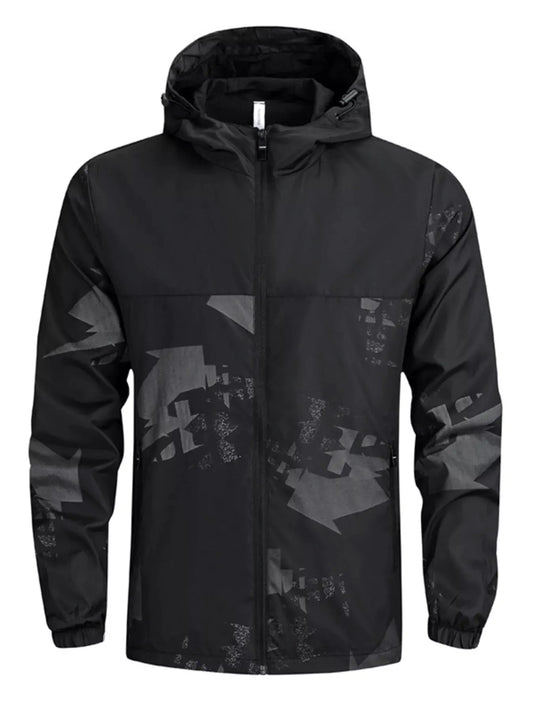 Men's Plus Size Lightweight Hooded Windbreaker Jacket by Partner Label