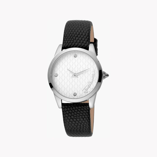 Just Cavalli Women's Black Leather Watch, Silver Dial | Jc1l087l0015 by JUST CAVALLI