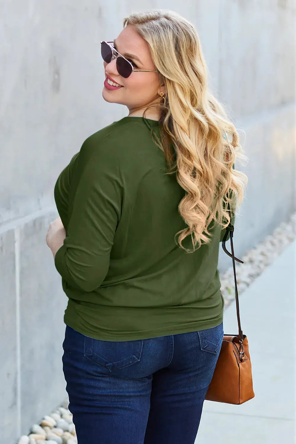 Basic Bae Full Size Round Neck Batwing Sleeve Top by Basic Bae