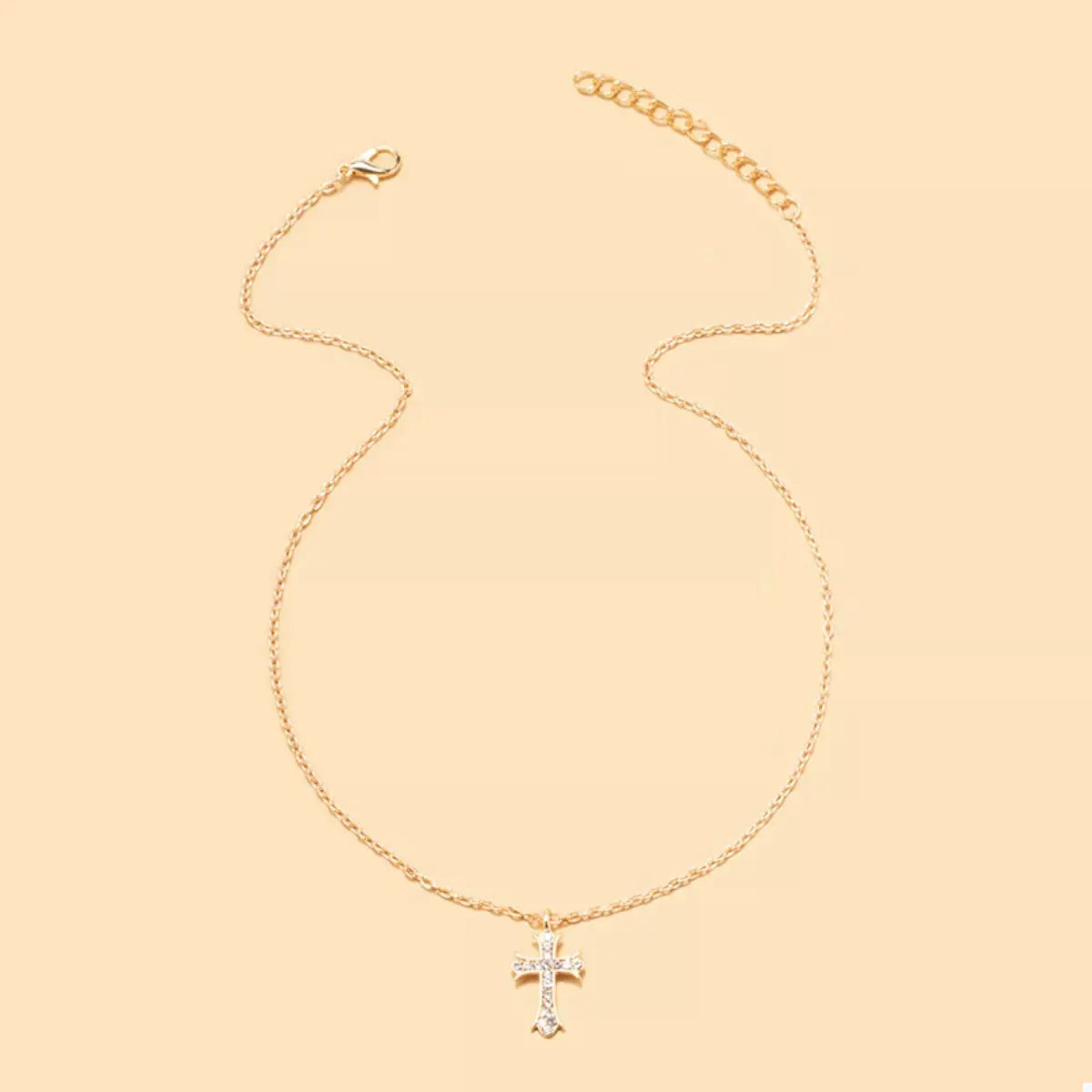 18K Gold-Plated Rhinestone Cross Necklace by Partner Labels