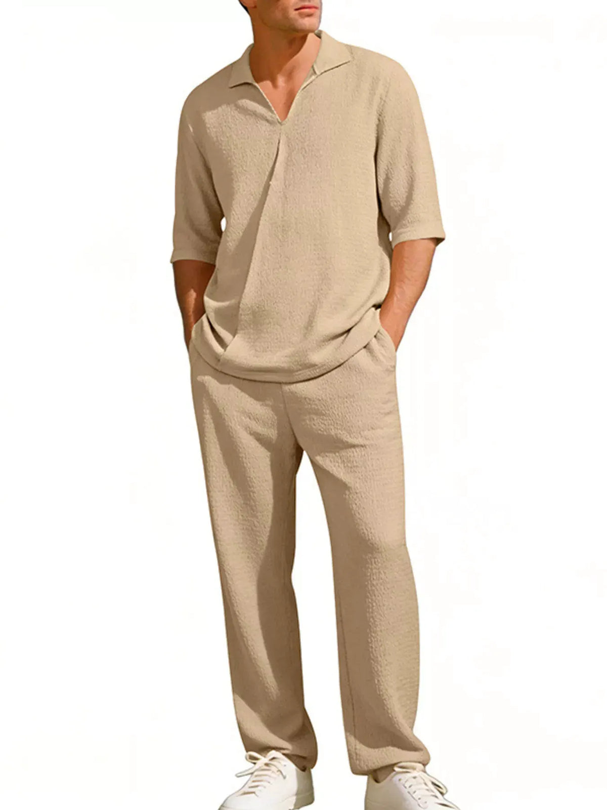 Men's Full Size Half Sleeve Top and Pants Set Plus Size by Trendsi