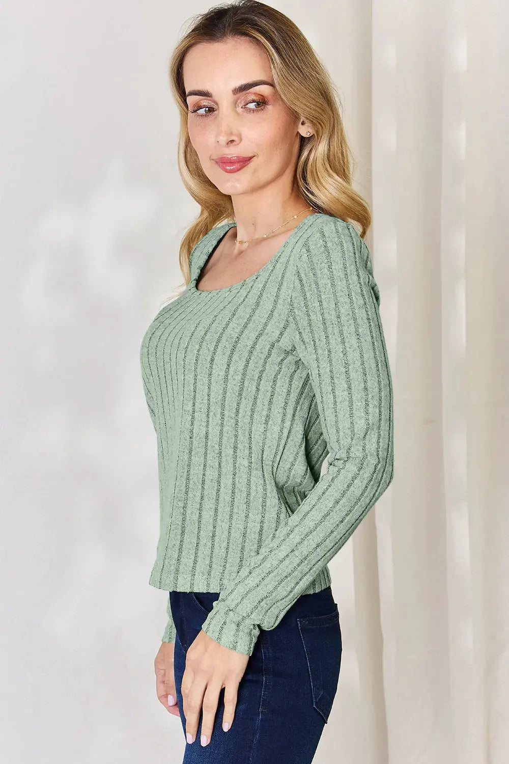 Basic Bae Full Size Ribbed Long Sleeve T‑Shirt | Partner Labels Selection by Partner Label