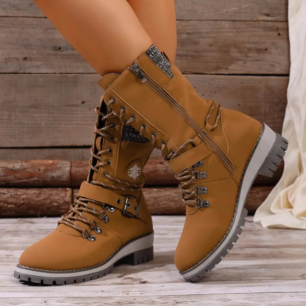 Lace-Up Ankle Combat Boots by Partner Label