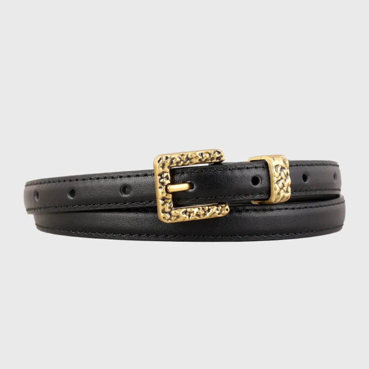 Skinny Leather Belt with Buckle by Trendsi