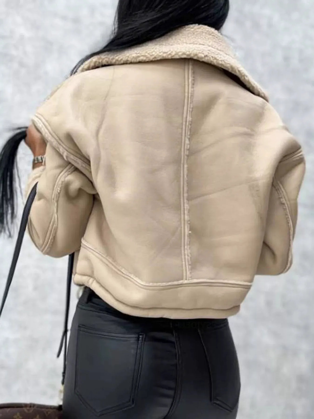 Sherpa Trim Cropped Jacket by Partner Label