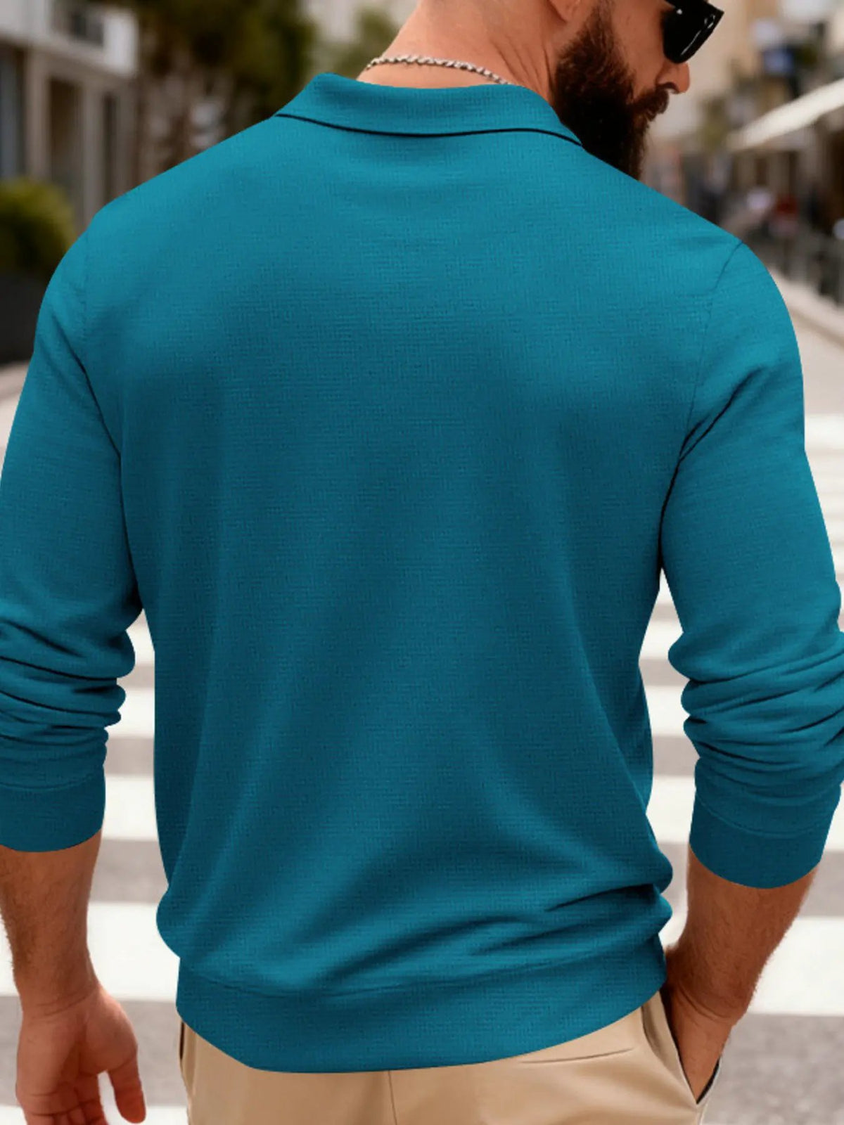 Men's Full Size Slim Fit Long Sleeve Polo Plus Size by Trendsi