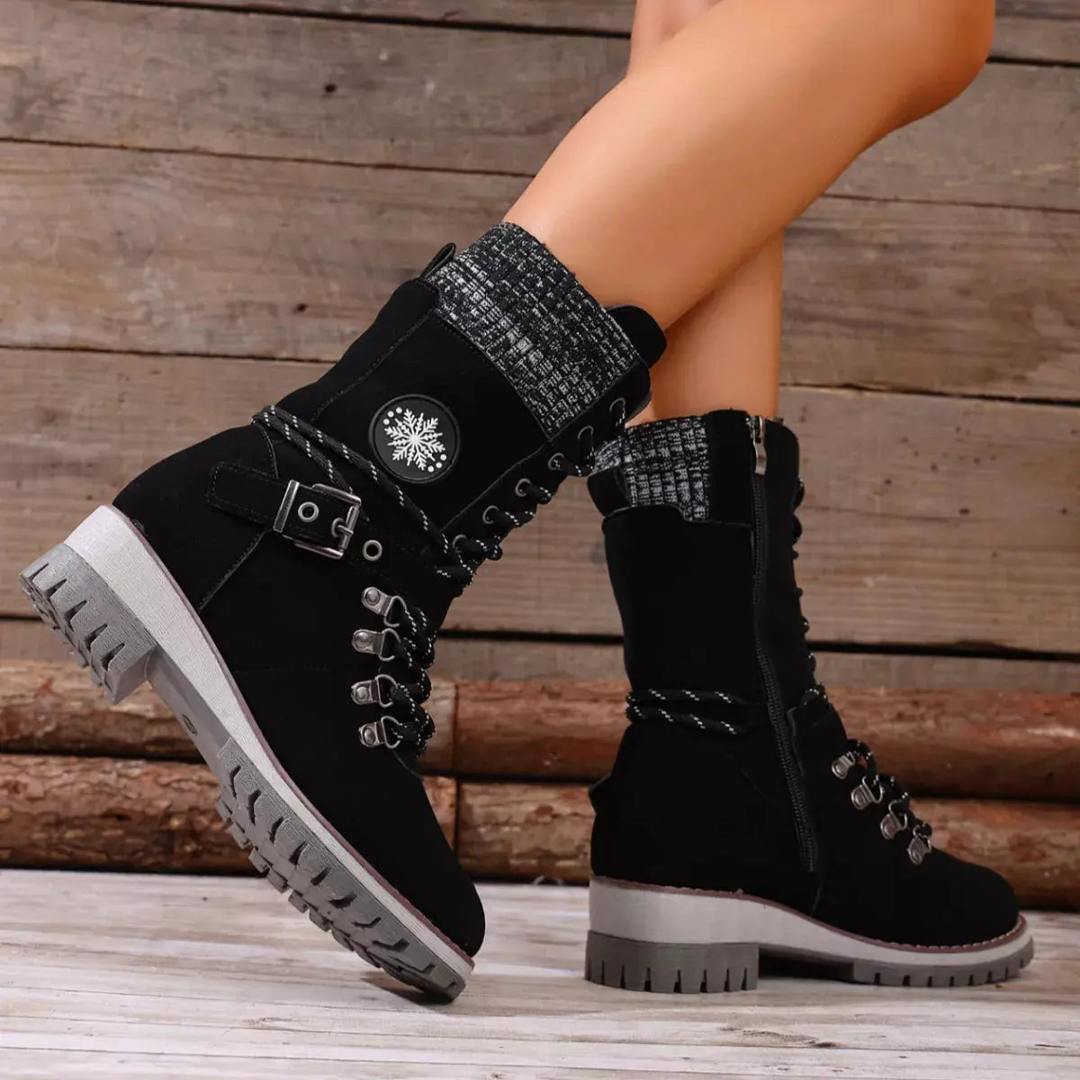 Lace-Up Ankle Combat Boots by Partner Label