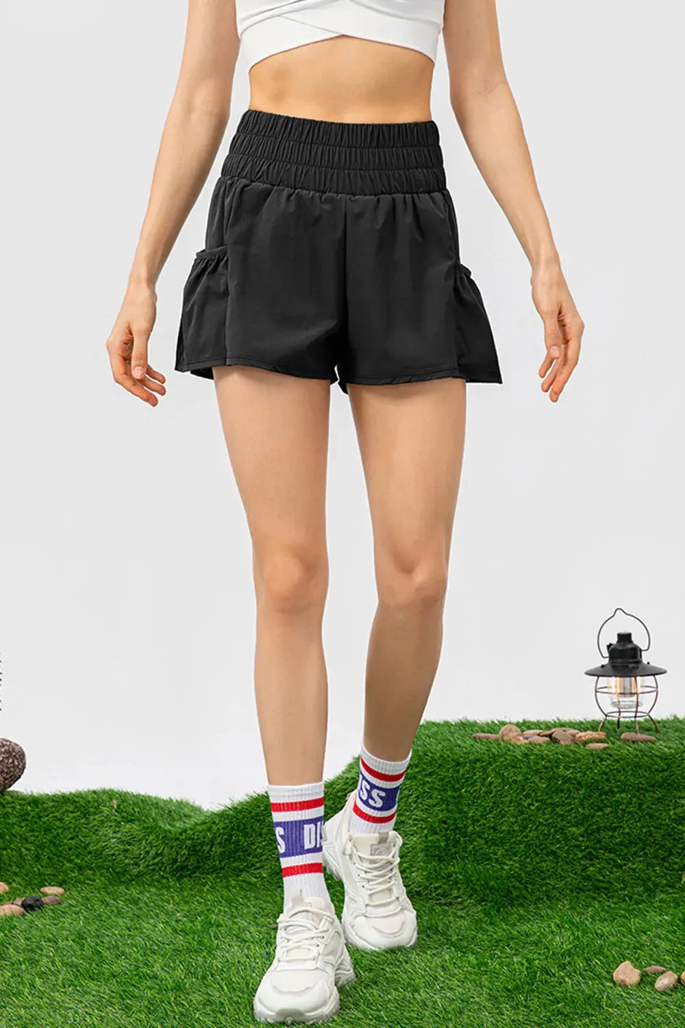 Elastic Waist Pocketed Active Shorts by Partner Label