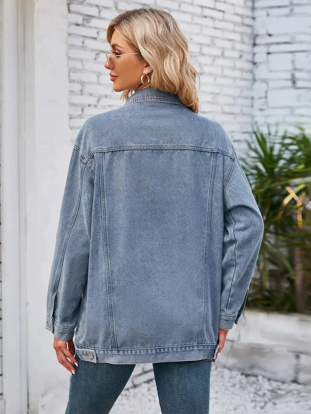 Button Up Long Sleeve Denim Jacket by Partner Label