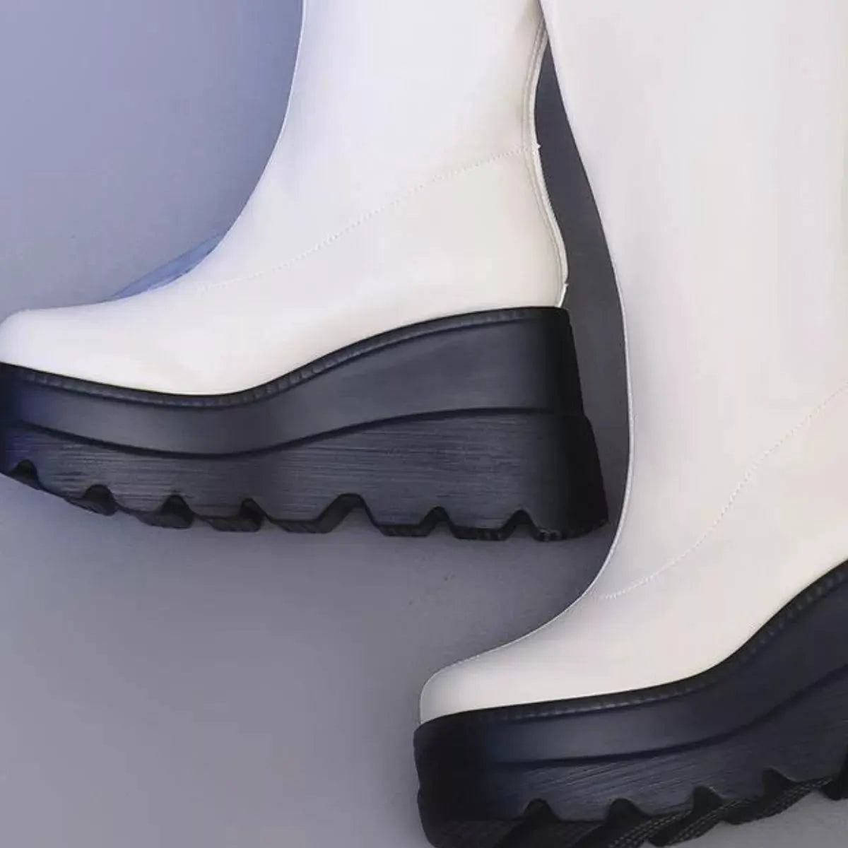 Round Toe Platform Wedge Boots by Partner Label
