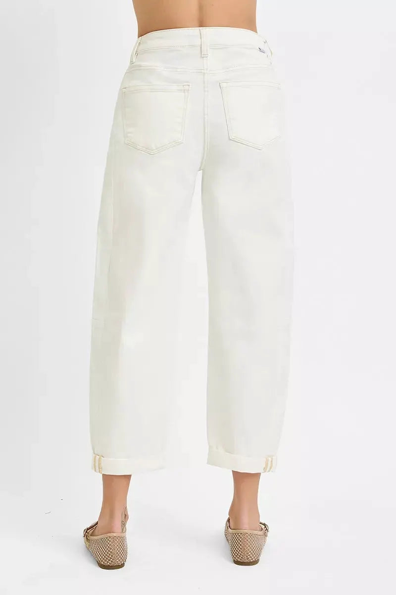 RISEN Full Size High Rise Barrel Cropped Jeans Plus Size by RISEN