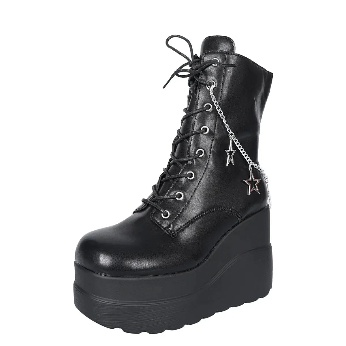 Lace Up Platform Wedge Boots by Partner Label