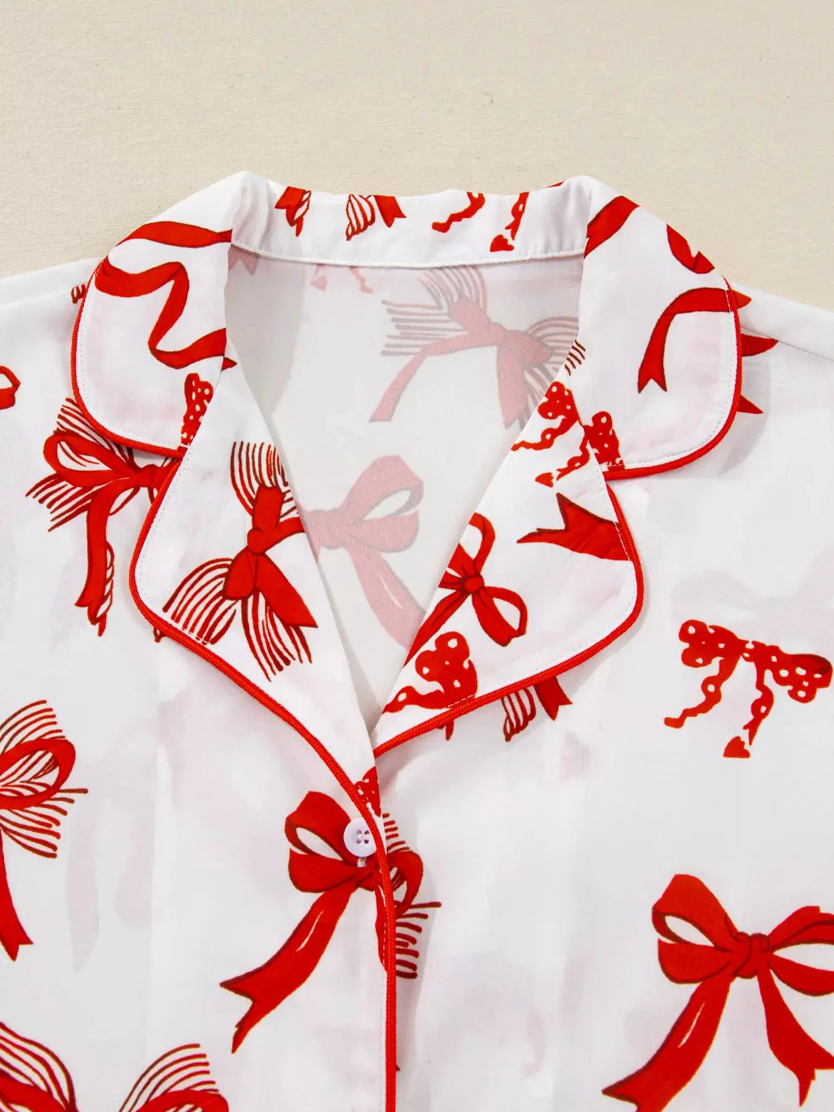 Christmas Bow Print Top and Pants 2pcs Pajama Set by Partner Label