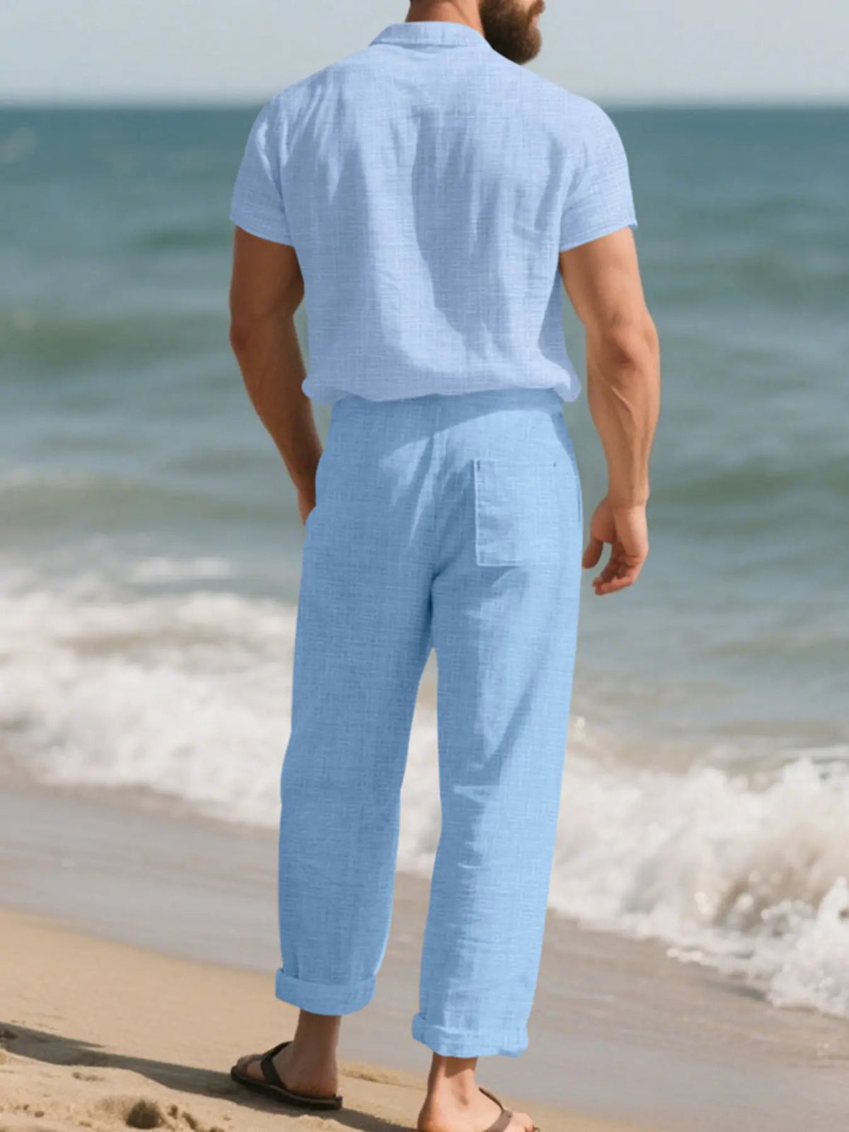 Men's Full Size Casual Button Up Shirt and Pants Set Plus Size by Trendsi