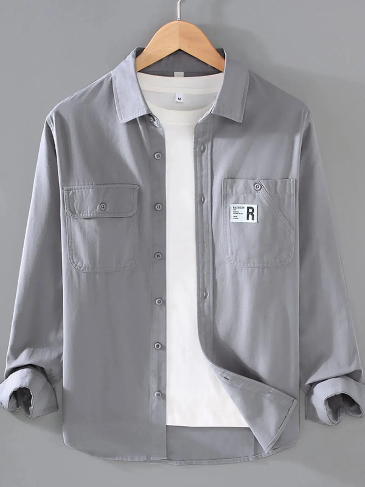 Men's Plus Size Casual Long-Sleeve Shirt by Trendsi