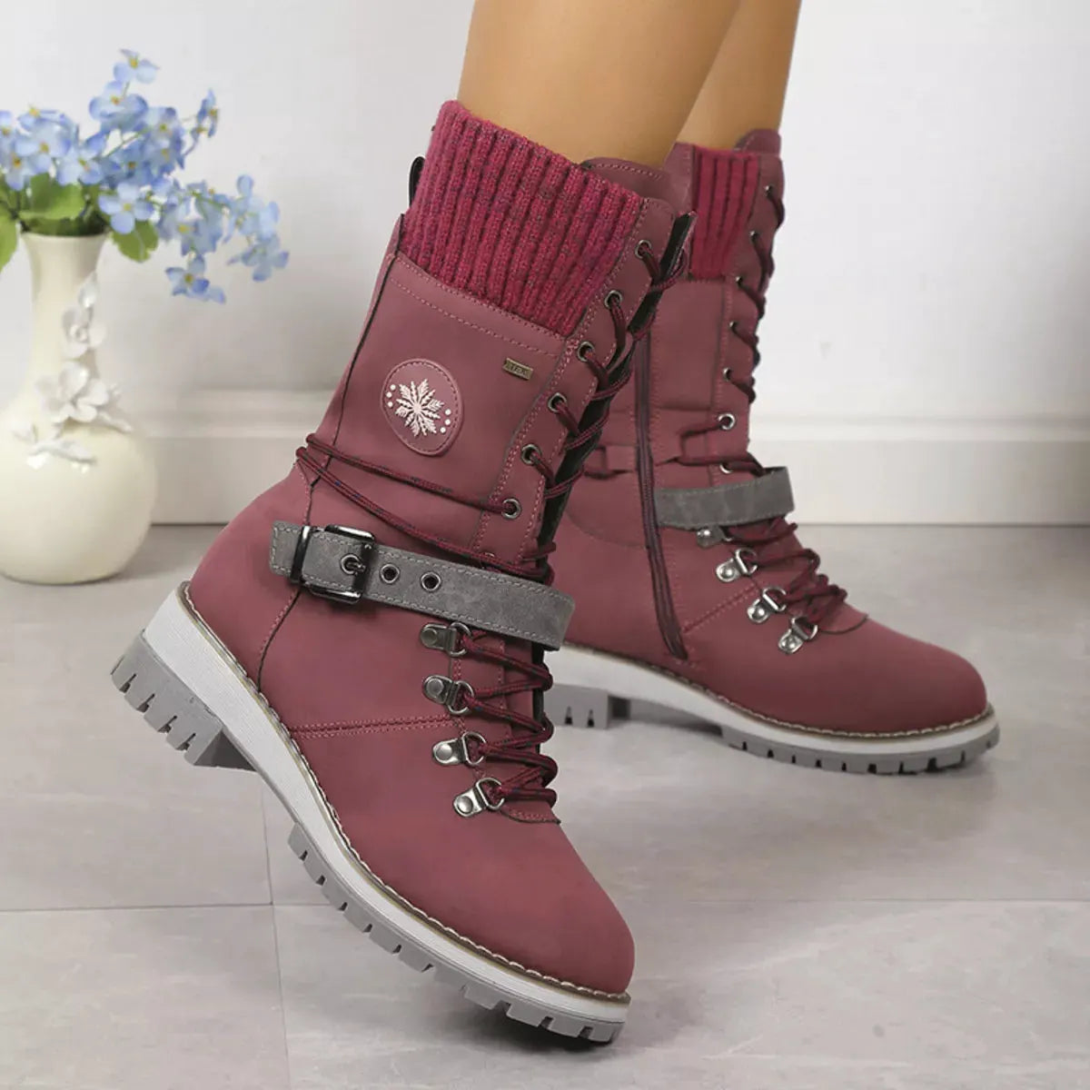Lace Up Block Heel Boots by Partner Label