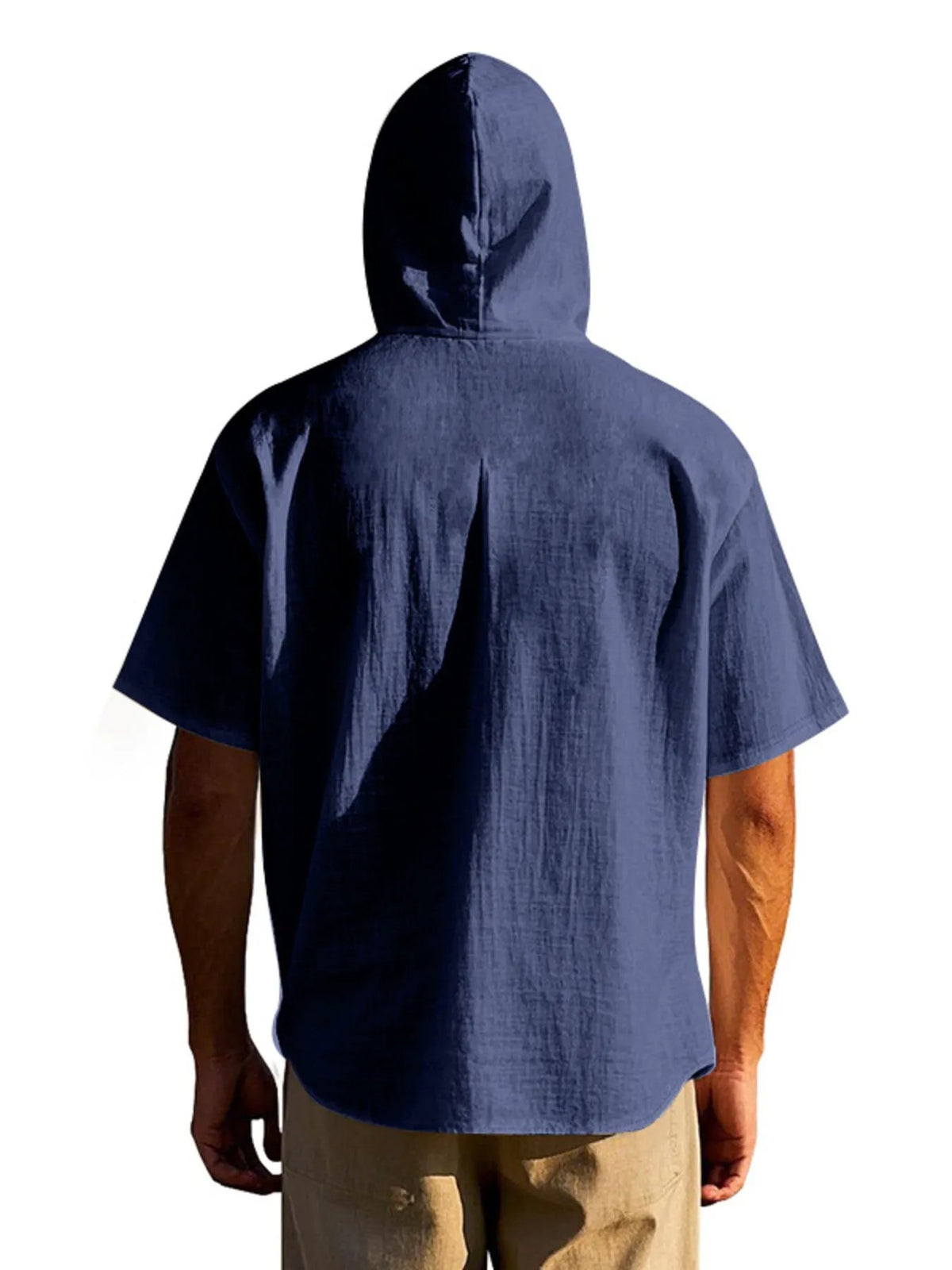Men's Full Size Casual Hooded Short Sleeve Shirt Plus Size by Trendsi