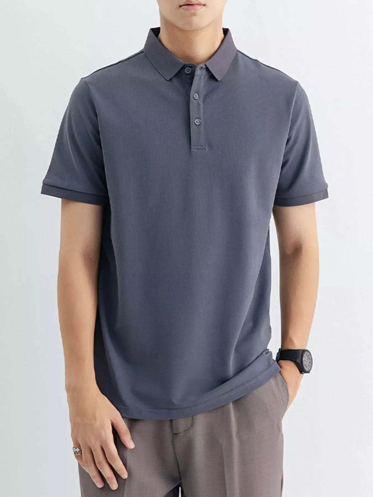 Men's Plus Size Classic Fit Short Sleeve Polo by Trendsi