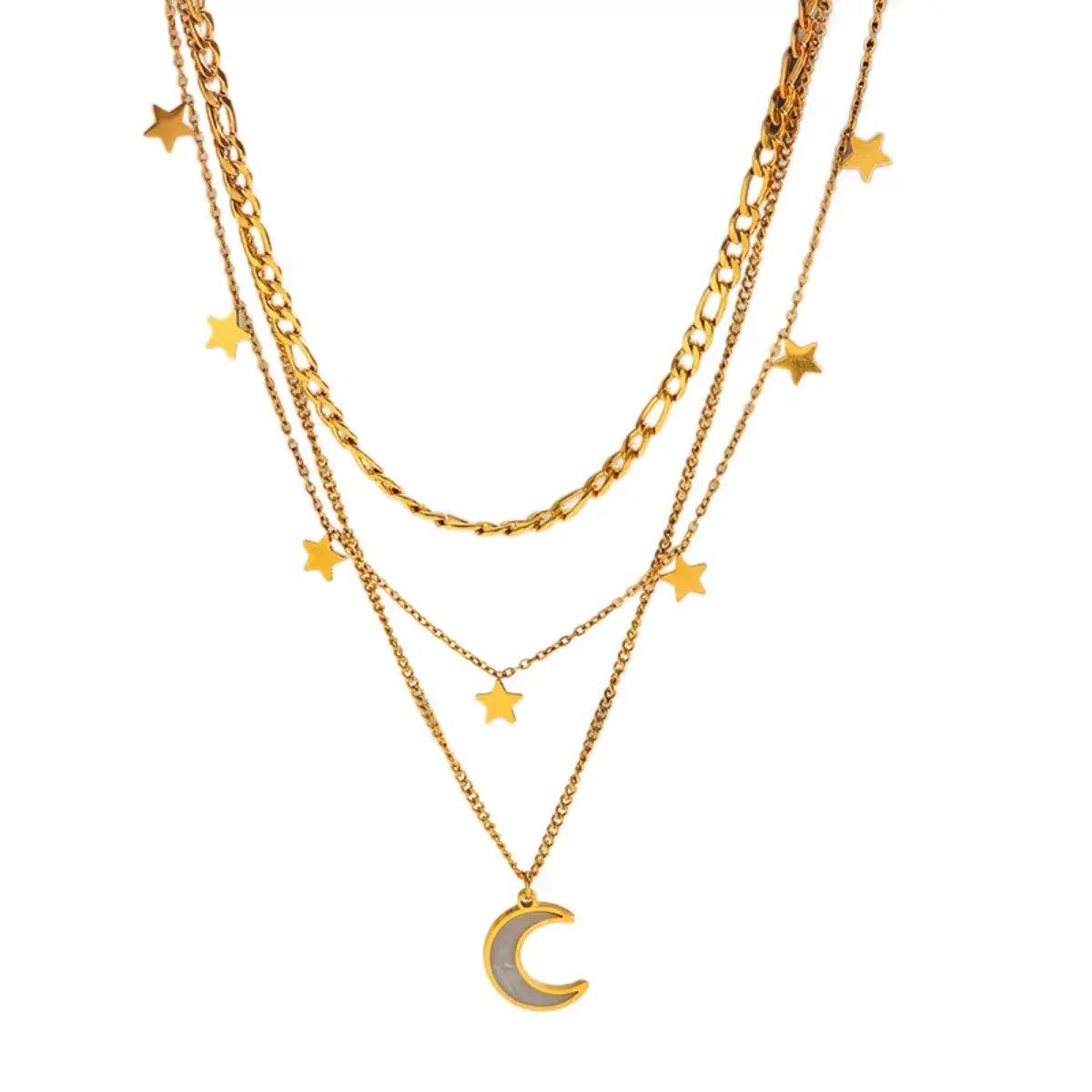 18K Gold-Plated Moon Three-Layered Necklace by Partner Label