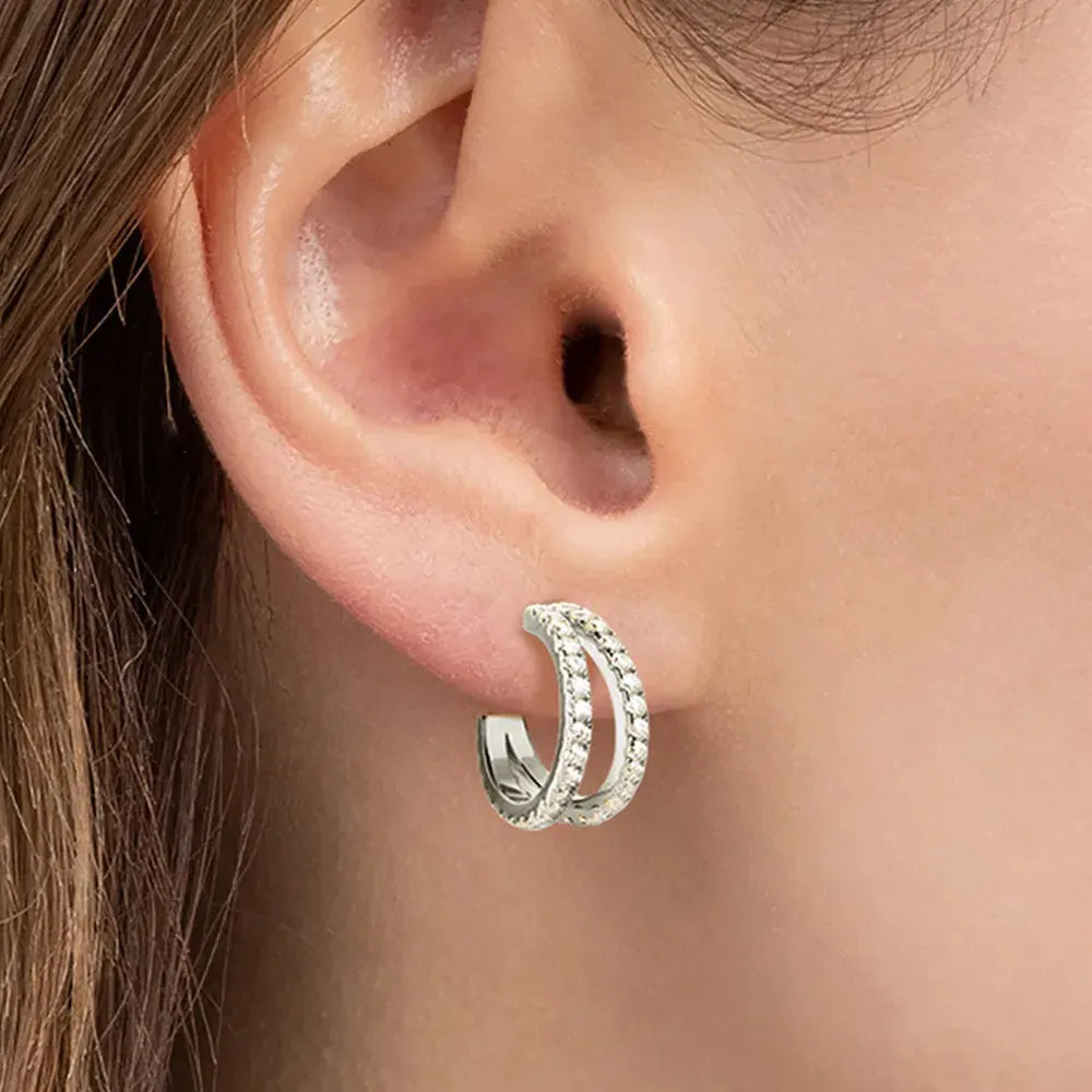 Moissanite 925 Sterling Silver C-Hoop Earrings by Partner Label