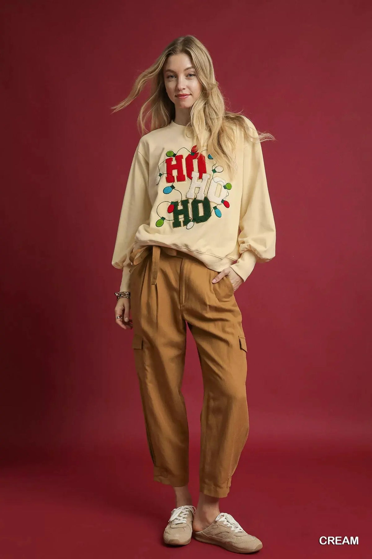Umgee HO Applique French Terry Sweatshirt by Umgee