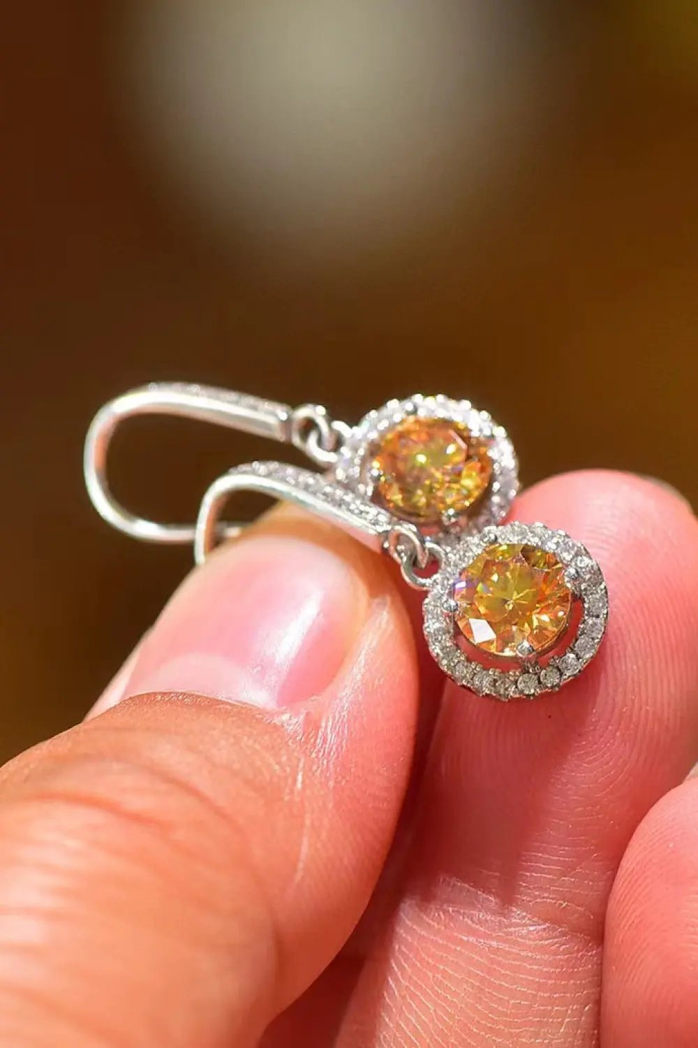 Platinum-Plated 2 Carat Moissanite Drop Earrings by Partner Label