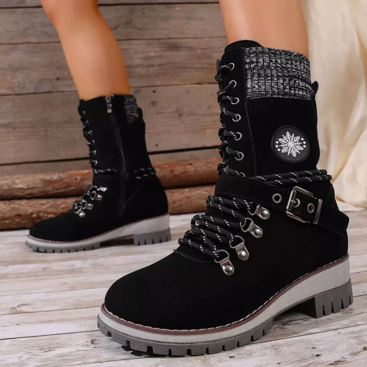 Lace-Up Ankle Combat Boots by Partner Label