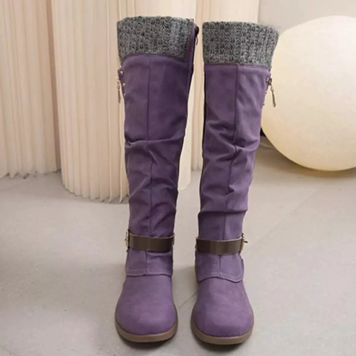 Knee High Slouch Boots with Knit Cuff by Partner Label
