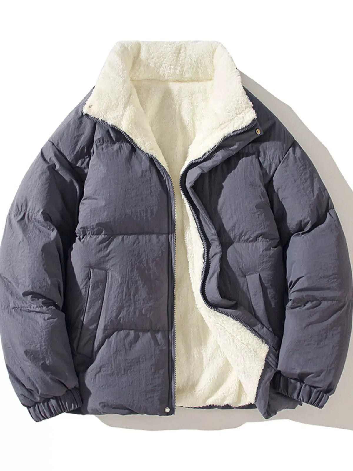 Men's Full Size Zip Up Fleece Puffer Jacket Plus Size by Partner Label